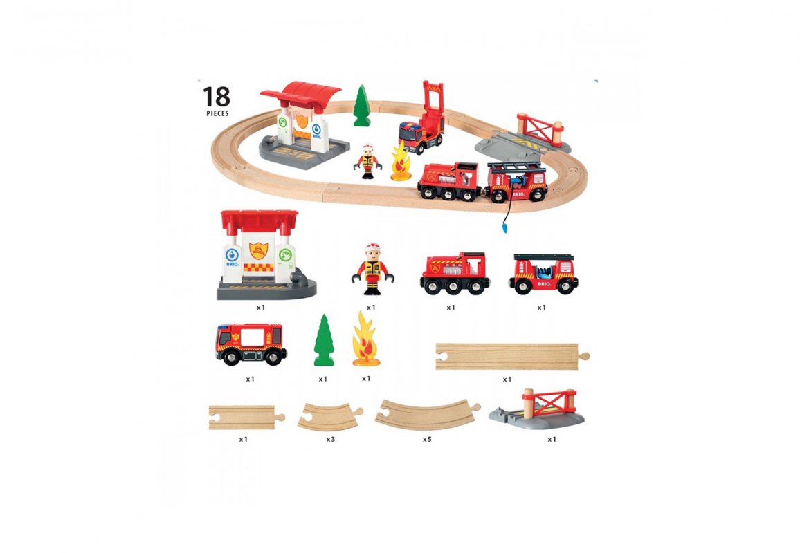 Игровой набор: Пожарная станция, свет и звук, 18 предметов  